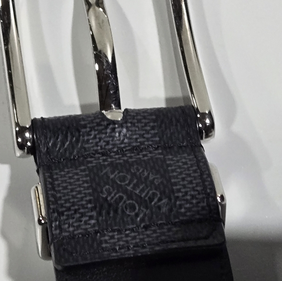 LOUIS VUITTON Sz 36 Belt M/L Sanctuary Force Damier Graphite Black Mens 32"-36". - Picture 9 of 16